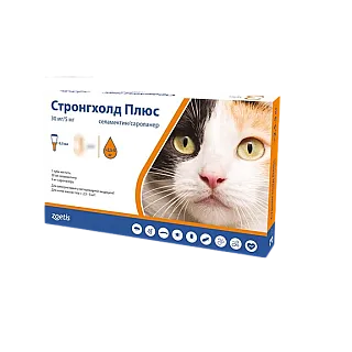 Краплі на холку Stronghold Plus для кішок вагою від 2,5 до 5 кг 1 піпетка