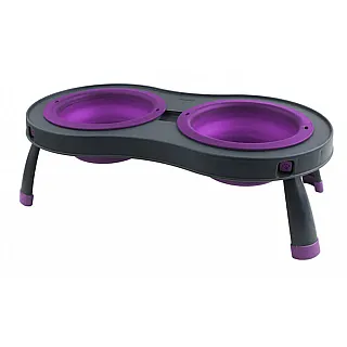 Миска Dexas Double Feeder на складаний підставці, для собак і котів, фіолетова, 600 мл