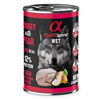 Вологий корм для собак ALPHA SPIRIT Індичка з грушею 400г