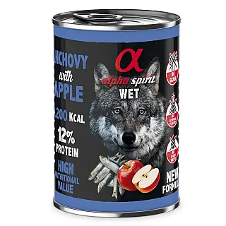 Вологий корм для собак ALPHA SPIRIT Анчоуси з червоним яблуком 400г