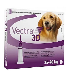 Краплі Ceva Vectra 3D від бліх і кліщів для собак вагою від 25 до 40 кг, 4.7 мл, (3 піпетки)