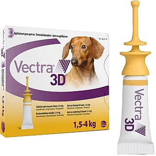 Краплі Ceva Vectra 3D від бліх і кліщів для собак вагою від 1.5 до 4 кг, 0.8 мл (3 піпетки)