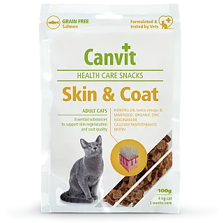 Ласощі Canvit Skin & Coat Snack для шкіри та шерсті кішок 100г