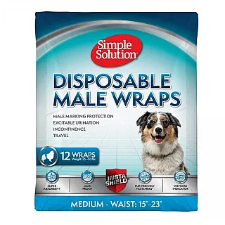 Гігієнічний пояс Simple Solution Disposable Male Wrap Medium для псів, 39-60 см, 11-22кг, 12 шт