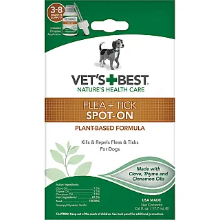 Краплі Vets Best Flea&Tick Spot On від бліх і кліщів для собак, 17.7 мл