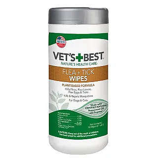 Вологі серветки Vets Best Flea & Tick Wipes від бліх і кліщів для собак і котів, 50 шт
