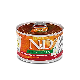 Вологий корм Farmina N&D Grain Pumpkin Chicken Puppy Mini для цуценят дрібних порід, гарбуз/курка/гранат, 140г