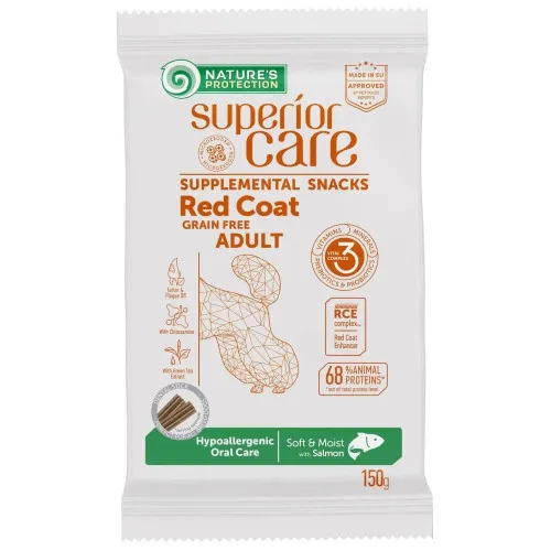 Ласощі для собак Nature's Protection Superior Care Red Coat Hypoallergenic Oral Care Grain free Salmon 150г 1