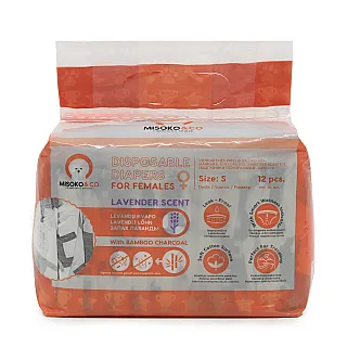 Misoko&Co одноразовий підгузник для сук, цуценята з вугіллям,індикатор наповнення,лаванда S 12 шт