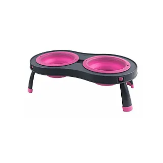 Миска Dexas Double Elevated Feeder на складній/подвійній підставці, для собак та кішок, пурпурова, 240 мл