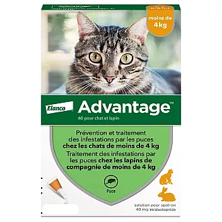 Краплі від бліх Elanco Advantage 40 для котів та кошенят до 4 кг, 1 піпетка 0,4 мл