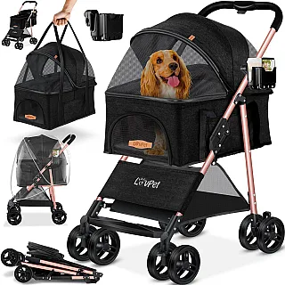 Візок для собак LovPet Pet Buggy 2in1, Black Д - 65см ,Ш - 50.5 см ,В - 99.5 см