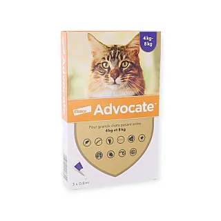 Протипаразитарні краплі Elanco Адвокат для кішок від бліх, вошей, кліщів, гельмінтів 4-8 кг 1піпетка