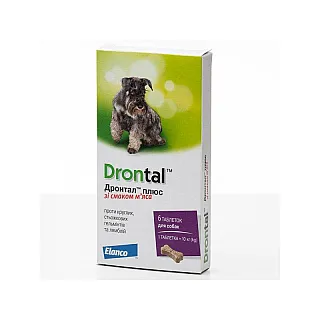 Таблетки Elanco Дронтал Плюс для лікування та профілактики гельмінтозів для собак зі смаком м'яса 1 табл