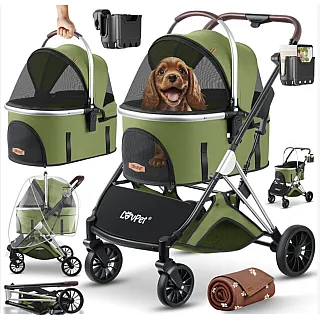 Візок для собак LovPet - Pet Buggy 3in1, Khaki/Silver