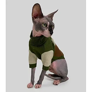 Светр для котiв в'язаний Dogs Bomba CAT коричневий хакі (розмір 2)