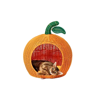 Лежанка будиночок Vetreska із ротанга мандарин Д-35*Ш-35*В-2,5 см