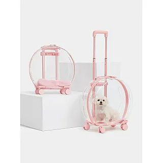 Переноска на колесах Vetreska Bubble для тварин до 9 кг рожево-прозора Д-45*Ш-25*В-49 см