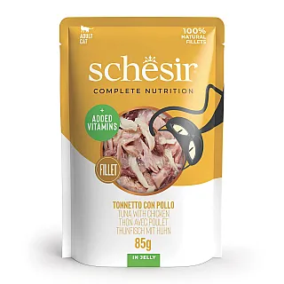 Консерви для кішок Schesir Tuna & Chicken з тунцем та куркою в желе 85гр