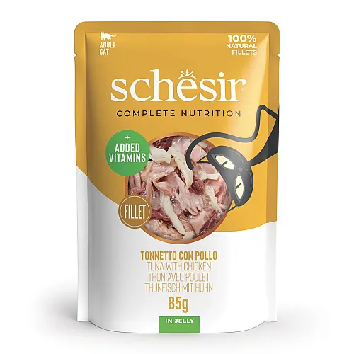 Консерви для кішок Schesir Tuna & Chicken з тунцем та куркою в желе 85гр 1