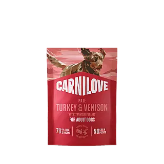 Корм вологий Carnilove Turkey & Venison with Stawberry Leaves для собак паштет індичка та оленина з листям полуниці 300 г
