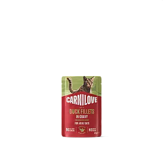 Корм вологий Carnilove Gravy Duck with Catnip для котів качка і котяча м'ята в соусі 85 г