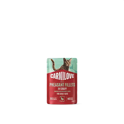 Корм вологий Carnilove Gravy Pheasant with Raspberry Leaves для котів фазан і листя малини в соусі 85 г 1