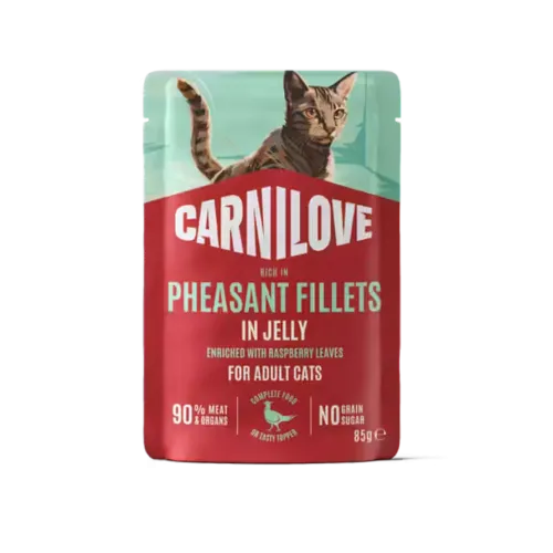 Корм вологий Carnilove Jelly Pheasant with Raspberry Leaves для котів фазан і листя малини в желе 85 г 1