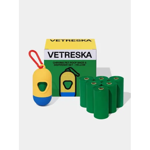 Набір біорозкладних пакетів 7 рулонів Vetreska Chroma Citrus Bloom&Cedar цитрусове цвітіння та кедр + диспенсер 1