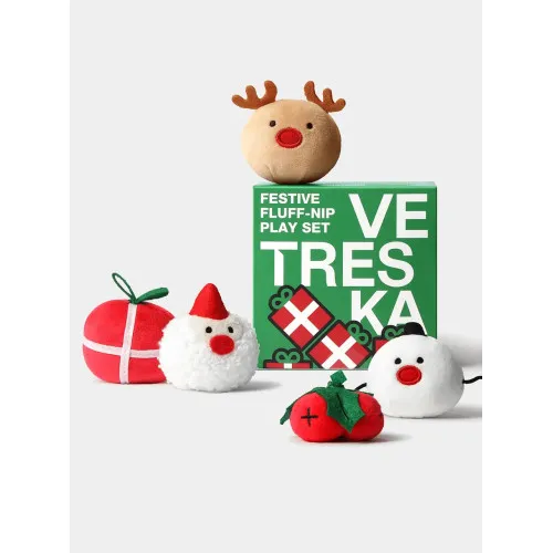 Іграшка для котів святковий набір Vetreska Festive Fluff-Nip з котячою м'ятою 5 шт 1