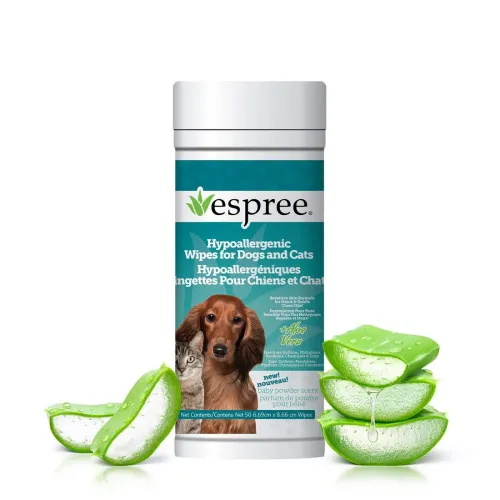 Espree Hypo-Allergenic Dog & Cat Aloe Wipes гіпоалергенні гігієнічні салфетки для собак та котів, 50 шт 1